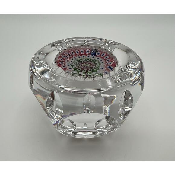Whitefriars 1974 Faceted Pink Green Millefiori Art Glass Paperweight 3” England - Picture 10 of 13